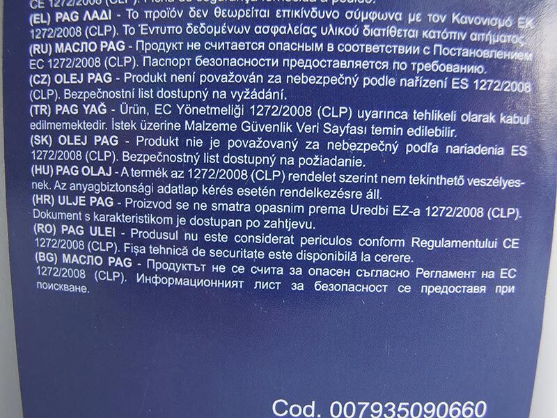 Ulje pag 46 bez boje 1l  za r134a