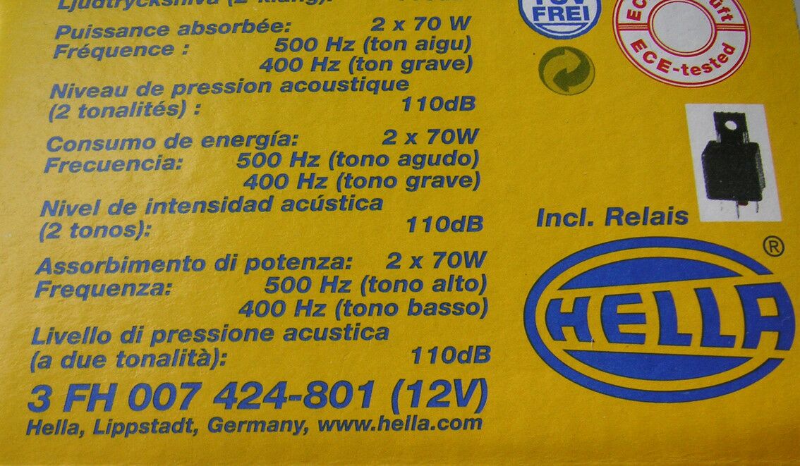 Sirena dvoglasna 12v 400/500hz 110db sa releem